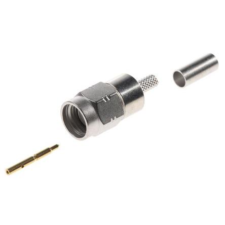 Radiall Koaxiální konektor, řada: SMA-COM Vnější, 50 Ω, orientace těla: Rovný, Kabel Konektor SMA Krimpovací, 12.4GHz