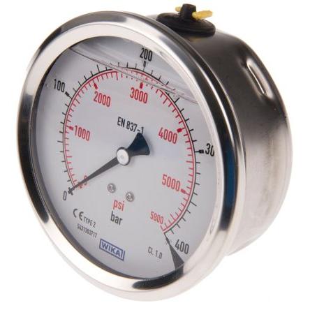 Tlakoměr Se závitem 7656102 100 mm 1/2 in Nerezová ocel, 60 °C 400 bar 0 bar WIKA