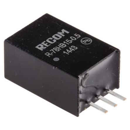 Recom Spínací regulátor, výstup: 15V dc Průchozí otvor 500 mA 72V dc, počet výstupů: 1