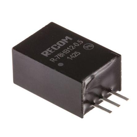 Recom Spínací regulátor, výstup: 12V dc Průchozí otvor 500 mA 72V dc, počet výstupů: 1