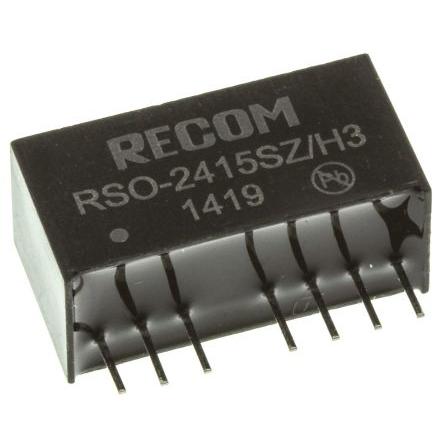 Recom Měnič DC/DC RSO, výstup: 15V dc 3 kV dc, Vin 36V dc 67 mA, Vin 9V 1 W -40 °C 75 °C Průchozí otvor