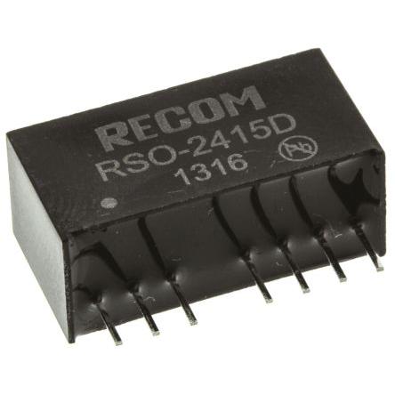Recom Měnič DC/DC RSO, výstup: 15V dc 1 kV dc, Vin 36V dc 34 mA, Vin 18V 1 W -40 °C 85 °C Průchozí otvor