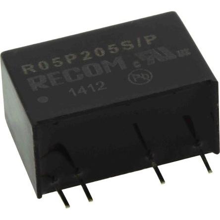 Recom Měnič DC/DC R05P, výstup: 5V dc 2.6 kV ac, Vin 5V dc 400 mA, Vin 4.5V 2 W -40 °C 95 °C Průchozí otvor