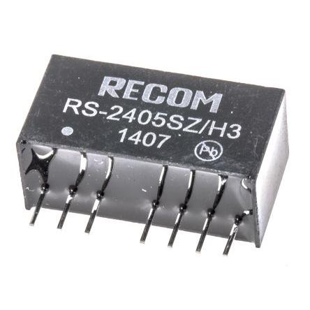 Recom Měnič DC/DC RS, výstup: 5V dc 3 kV dc, Vin 36V dc 400 mA, Vin 9V 2 W -40 °C 85 °C Průchozí otvor