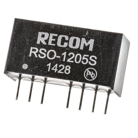 Recom Měnič DC/DC RSO, výstup: 5V dc 1 kV dc, Vin 18V dc 200 mA, Vin 9V 1 W -40 °C 85 °C Průchozí otvor
