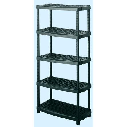 Regálový systém, Polypropylen 5policový barva Černá 1.89 m x 930mm 453 mm nosnost 70 kg RS PRO