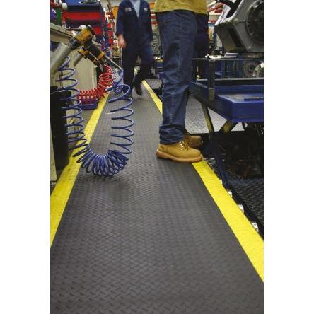 Coba Europe Protiúnavová rohož, Černá, Žlutá Vinyl Diamantový vzor Suché, délka: 3 m, šířka: 900mm Role x 15 mm