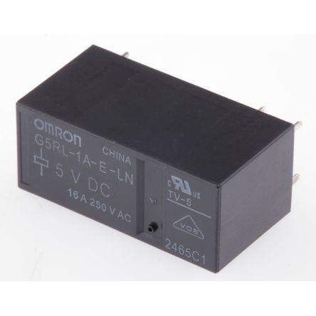 Omron Výkonové relé SPST Montáž na plošný spoj 16A 5V dc G5RL