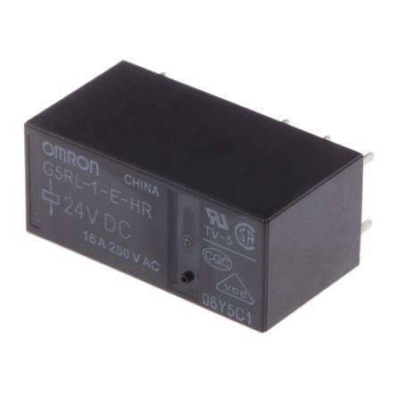 Omron Výkonové relé SPDT Montáž na plošný spoj 16A 24V dc G5RL