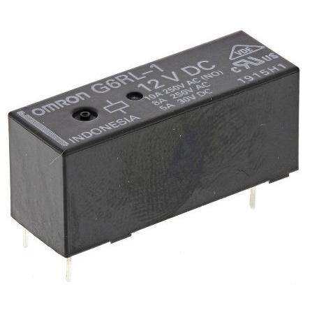 Omron Výkonové relé SPDT Montáž na plošný spoj 10A 12V dc G6RL