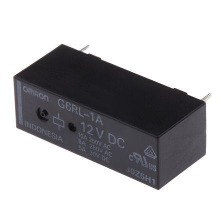 Omron Výkonové relé SPST Montáž na plošný spoj 10A 12V dc G6RL
