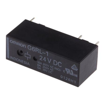 Omron Výkonové relé SPDT Montáž na plošný spoj 10A 24V dc G6RL
