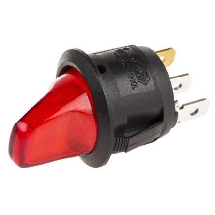RS PRO Přepínač Panel SPST Zap-vyp ovládání 16A Jazýček Osvětlené 12 V dc
