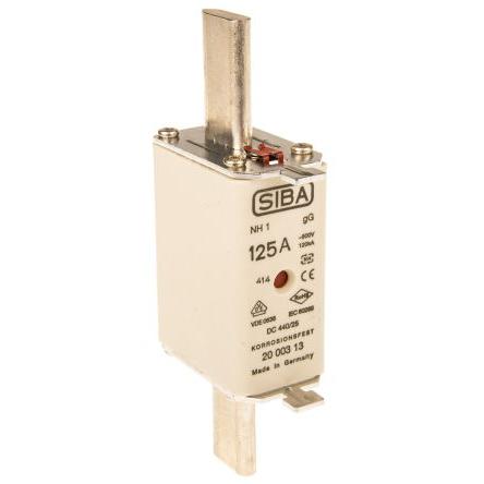 Pojistka s centrovanými vývody 125A NH1 gG SIBA 500V ac