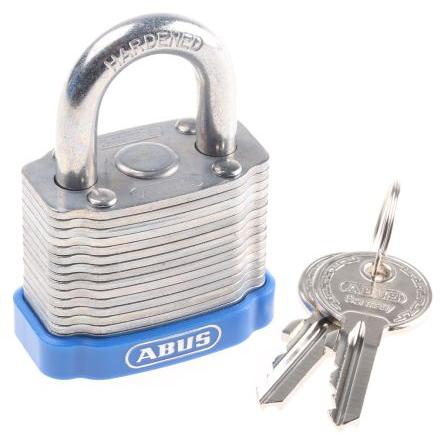 ABUS Visací zámek Klíč Stejné klíčování Odolnost vůči povětrnostním vlivům, Ocel Obojí 6.7 mm třmen, Šedá 44mm