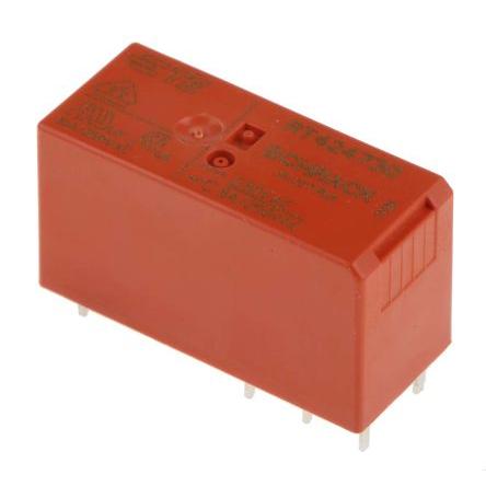 TE Connectivity Výkonové relé DPDT Montáž na plošný spoj 8A 230V ac RT2