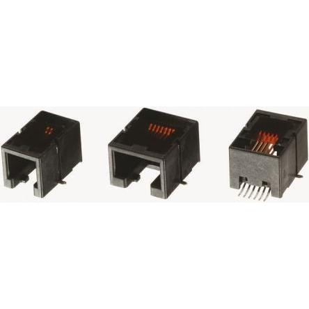Molex Konektor RJ11, řada: 85502 Vnitřní Cat3, počet cest: 6, Pravý úhel, Povrch UTP, počet portů: 1portový