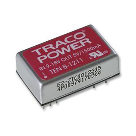 TRACOPOWER Měnič DC/DC TEN 8, výstup: 5V dc 1.5 kV dc, Vin 18V dc 800 mA, Vin 9V 8 W -40 °C 85 °C Průchozí otvor