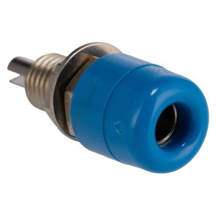 Schutzinger Zásuvka na banánky, 4 mm, 60V, 32A, Modrá, Vnitřní Šroubová, materiál kontaktu: Mosaz, délka: 23 mm,