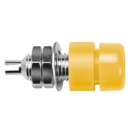 Schutzinger Zásuvka na banánky, 4 mm, 60V, 32A, Žlutá, Vnitřní Šroubová, materiál kontaktu: Mosaz, délka: 23 mm,