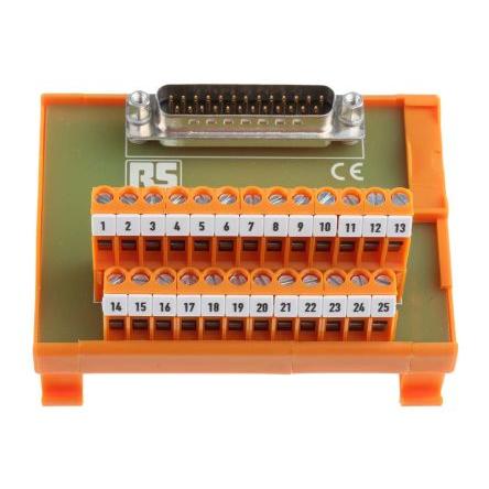 RS PRO Modul rozhraní, D-SUB, Lišta DIN, Vnější, počet kontaktů: 25, 50V 1A, délka: 90 mm