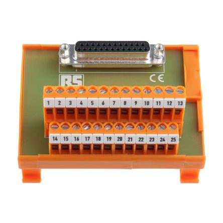 RS PRO Modul rozhraní, D-SUB, Lišta DIN, Vnitřní, počet kontaktů: 25, 50V 1A, délka: 90 mm