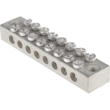 RS PRO Zemnicí svorkovnice, počet cest: 8, 16AWG, délka: 86 mm Dvojitý šroub barva Šedá Šroubová, materiál pouzdra:
