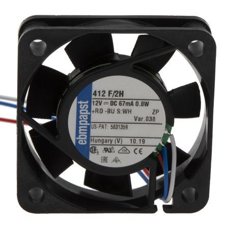 ebm-papst Axiální ventilátor, řada: 400 F, průtok vzduchu: 9 m³/h 800 mW 12V dc 80 mA 40 mm 40mm 10 mm
