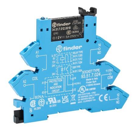 Finder Relé rozhraní 12V dc SPDT Lišta DIN 38 15.2mA