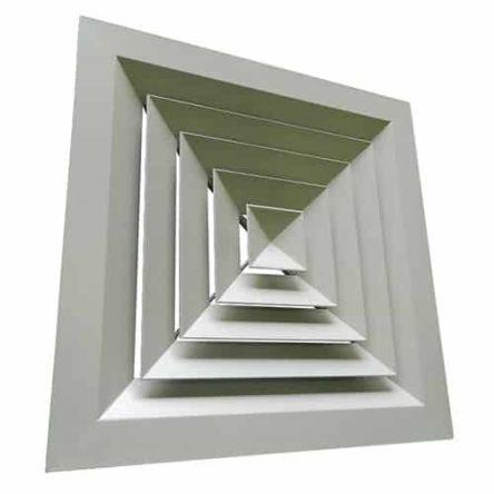 RS PRO Ventilační mřížka Bílá, Hliník Čtvercové čelní 450 mm 36.2mm