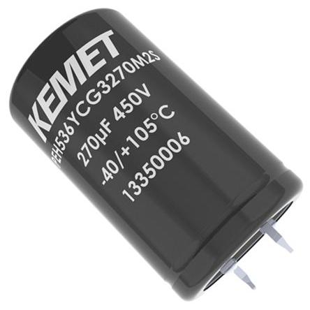 Kondenzátor, řada: PEH536 6800 μF ±20 % 30mΩ 63V dc, Zacvakávací montáž KEMET