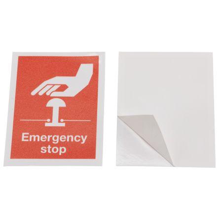 Štítek bezpečných podmínek, Vinyl Zelená, Bílá, Červená, Angličtina RS PRO Emergency Stop