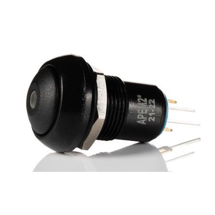 APEM Miniaturní tlačítkový spínač, řada: IP IP67 SPST Panel Blokování Osvětlené 13.6 mm 5A, barva LED: Žlutá
