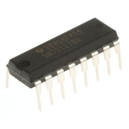 Texas Instruments SN751178N, počet kanálů: 2 Linkový vysílač-přijímač Linkový vysílač-přijímač SN75 Diferenciální