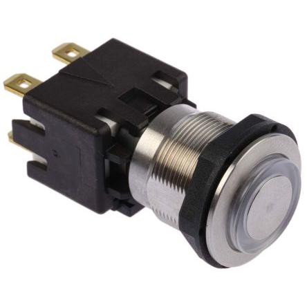 Schurter Tlačítkový spínač, řada: MSM LA 19 IP64 DPDT Panel Blokování Osvětlené 19 mm 12A, barva LED: Modrá 125 V dc 125