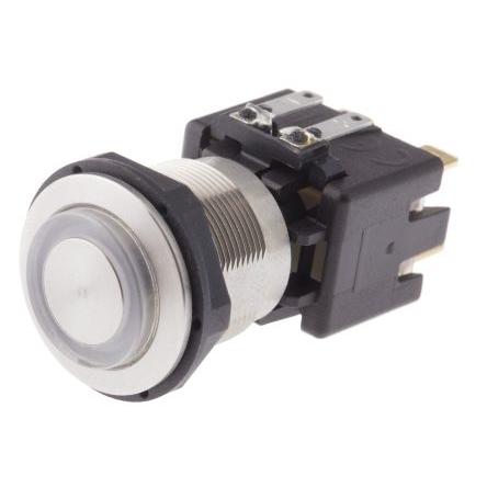 Schurter Tlačítkový spínač, řada: MSM LA 19 IP64 DPDT Panel Blokování Osvětlené 19 mm 12A, barva LED: Červená 125 V dc