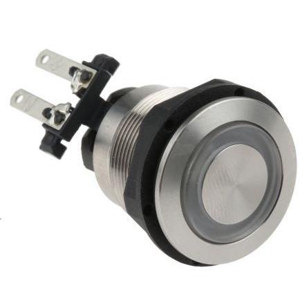 Schurter Tlačítkový spínač, řada: MSM LA 19 IP00, IP64 DPDT Panel Blokování 19 mm 12A, barva LED: Zelená 125 V dc 125 V