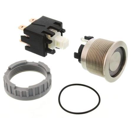 Schurter Tlačítkový spínač, řada: MSM LA 22 IP00, IP64 DPDT Panel Blokování Osvětlené 22 mm 12A, barva LED: Červená 125