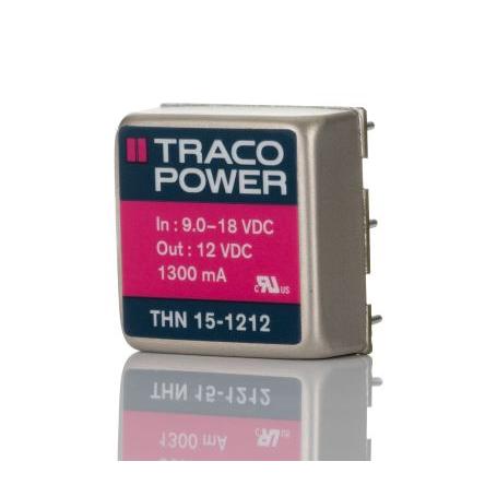 TRACOPOWER Měnič DC/DC THN 15, výstup: 12V dc 1.5 kV dc, Vin 18V dc 1.3 A, Vin 9V 15 W -40 °C 85 °C Průchozí otvor