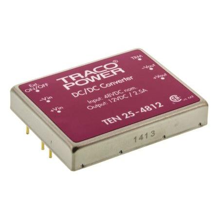 TRACOPOWER Měnič DC/DC TEN 25, výstup: 12V dc 1.5 kV dc, Vin 75V dc 2.5 A, Vin 36V 30 W -40 °C 85 °C Montáž na plošný