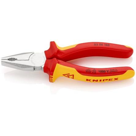 Kombinované kleště 1, celková délka: 160mm, Nástrojová ocel speciální kvality Knipex Splňuje normu VDE/1000V