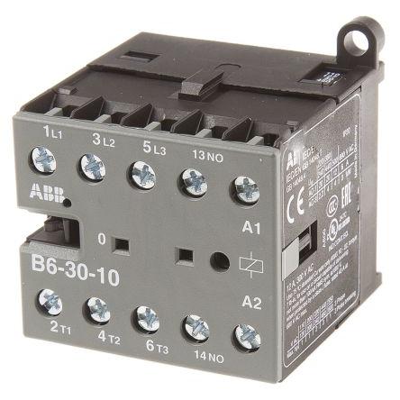 ABB 1 NO Stykač napětí ve vinutí 110V ac 3pólový 20 A 690V ac 4 kW s 3 NO kontakty 110V ac Řízení motoru, rozsah: B6 3P
