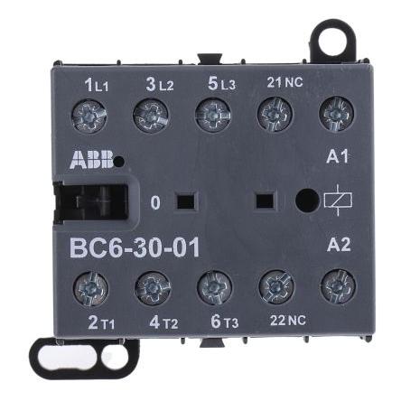 ABB 1 NC Stykač napětí ve vinutí 24V dc 3pólový 9 A 690V ac 4 kW s 3 NO kontakty 24V dc Řízení zátěže, Řízení motoru,