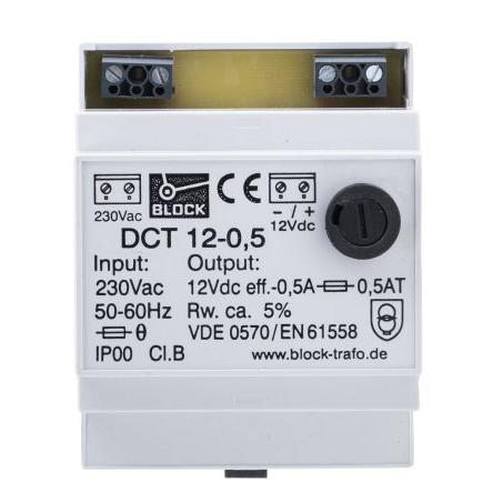 Block Napájecí zdroj na lištu DIN DCT, počet výstupů: 1 Lineární 230V ac 500 mA St. 12V dc DC 6 W
