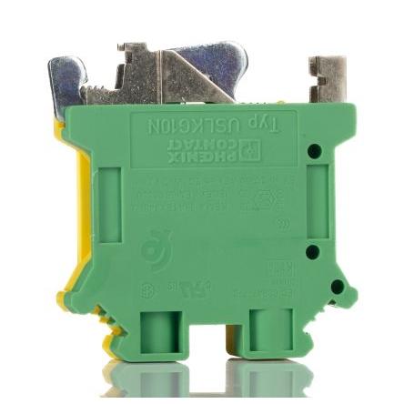 Phoenix Contact Zemnicí svorkovnice, počet cest: 2, 20AWG, 6 AWG, délka: 42.5 mm USLKG 10 N 0.5mm², 16 mm² barva Žlutá,
