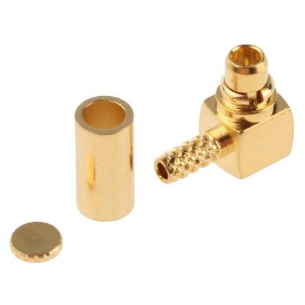TE Connectivity Koaxiální konektor, řada: MMCX Vnější, 50 Ω, orientace těla: Pravý úhel, Kabel Konektor MCX Pájecí, 6GHz