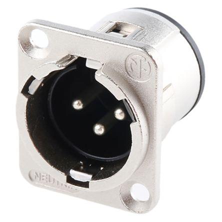 Neutrik Konektor XLR, počet kontaktů: 3, orientace těla: Rovný Vnější, pokovení: Stříbro přes nikl, Průchozí otvor, 50V,