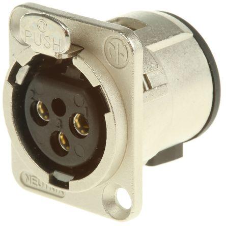 Neutrik Konektor XLR, počet kontaktů: 3, orientace těla: Rovný Vnitřní, pokovení: Stříbro přes nikl, Průchozí otvor,