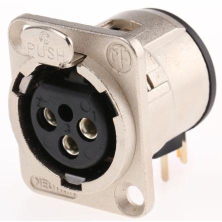 Neutrik Konektor XLR, barva Přírodní, počet kontaktů: 3, orientace těla: Pravý úhel Vnitřní, pokovení: Stříbro přes