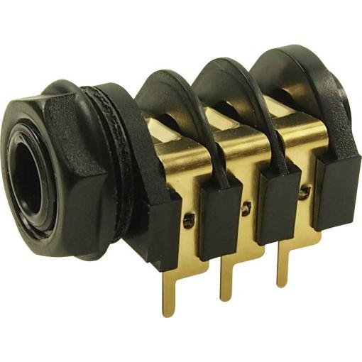 Cliff CL12327 jack konektor 6.35 mm zásuvka, vestavná horizontální Pólů: 3 stereo černá 1 ks